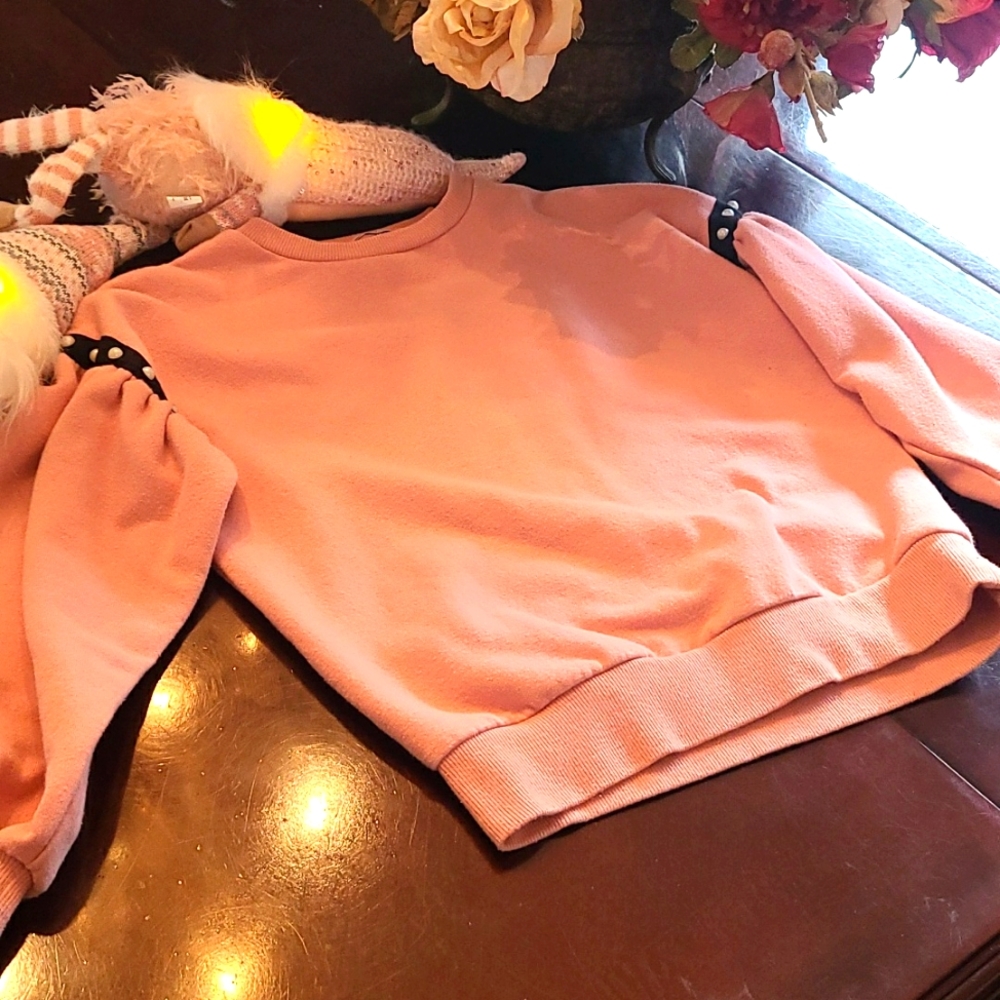 Fancy Girls Top Pink With Pearls Size Small by Dex